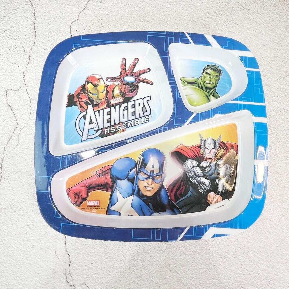 Marvel AVENGERS Melamine Child's 3 Section Divided Plate Zak! Designs